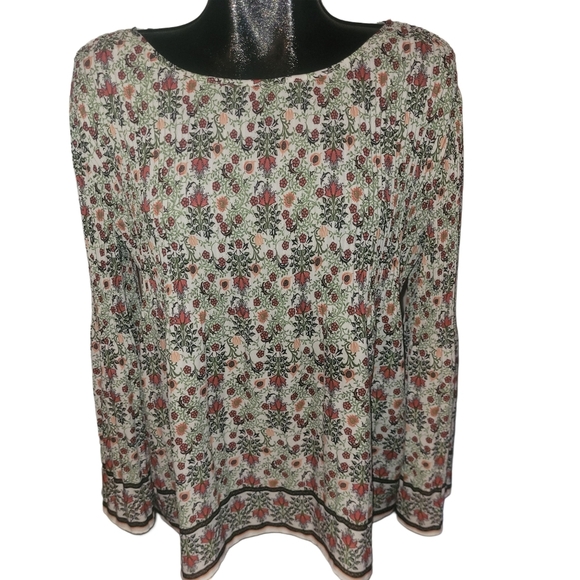 Max Studio Floral Print Bell Sleeve Blouse M - Picture 1 of 8